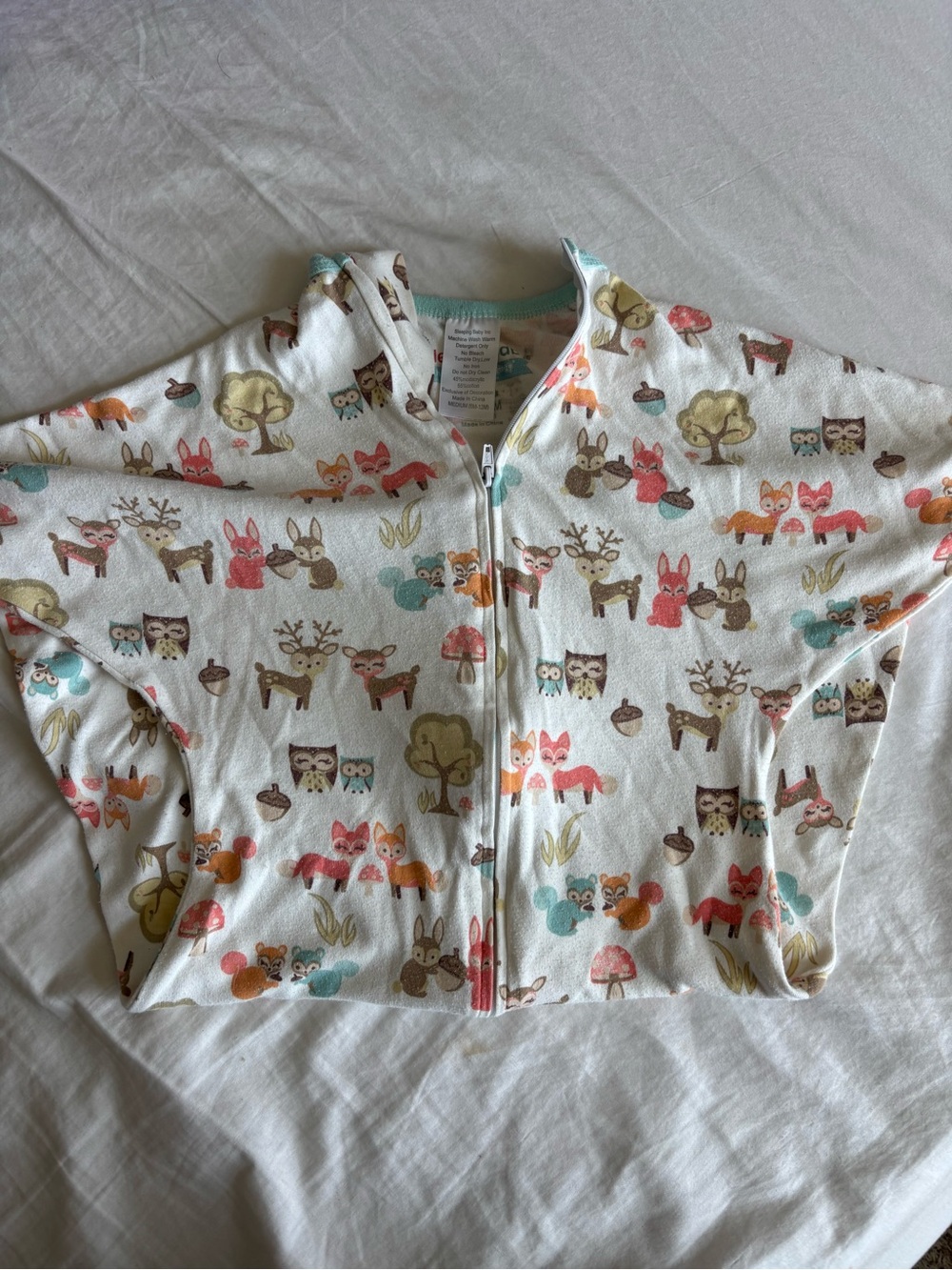 Sleeping Baby Zipadee Zip Sleep Sack Woodland Print Size Medium Cotton Blend